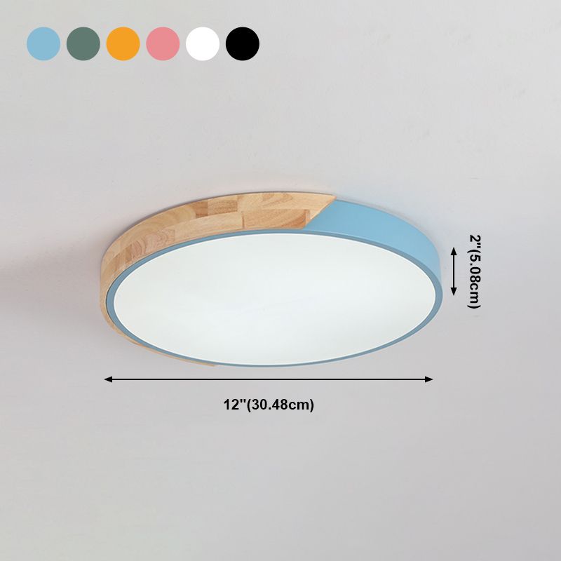 Plafonnier LED de forme ronde macaron fer moderne 1 lumière encastré pour salon