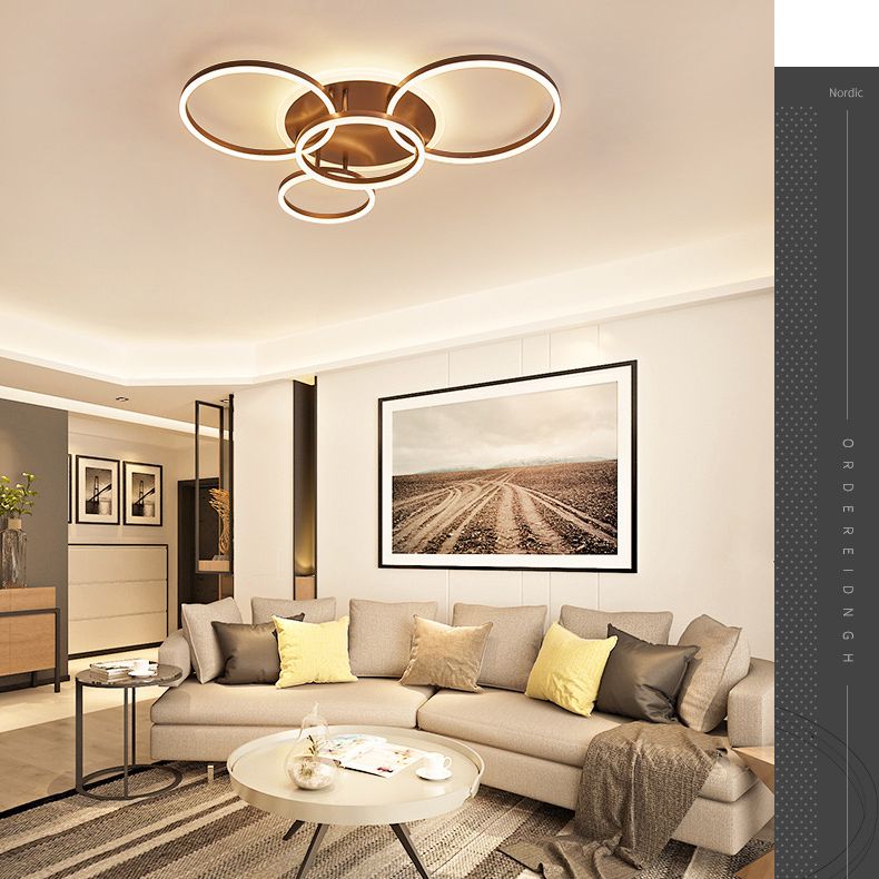 Kruisende cirkels Multi-Lights LED-plafondlamp Moderne stijl Eenvoud Inbouwverlichtingsarmatuur voor woonkamer