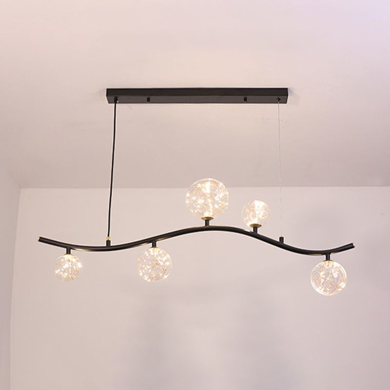 Globe Island Light Fixture Modern Pendant Lighting Metal 5 Light Island Lights