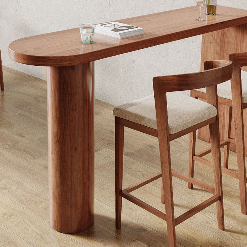 Pine Top Counter Table Wood Column Legs 42-inch Height Industrial Bar Table, Only Table