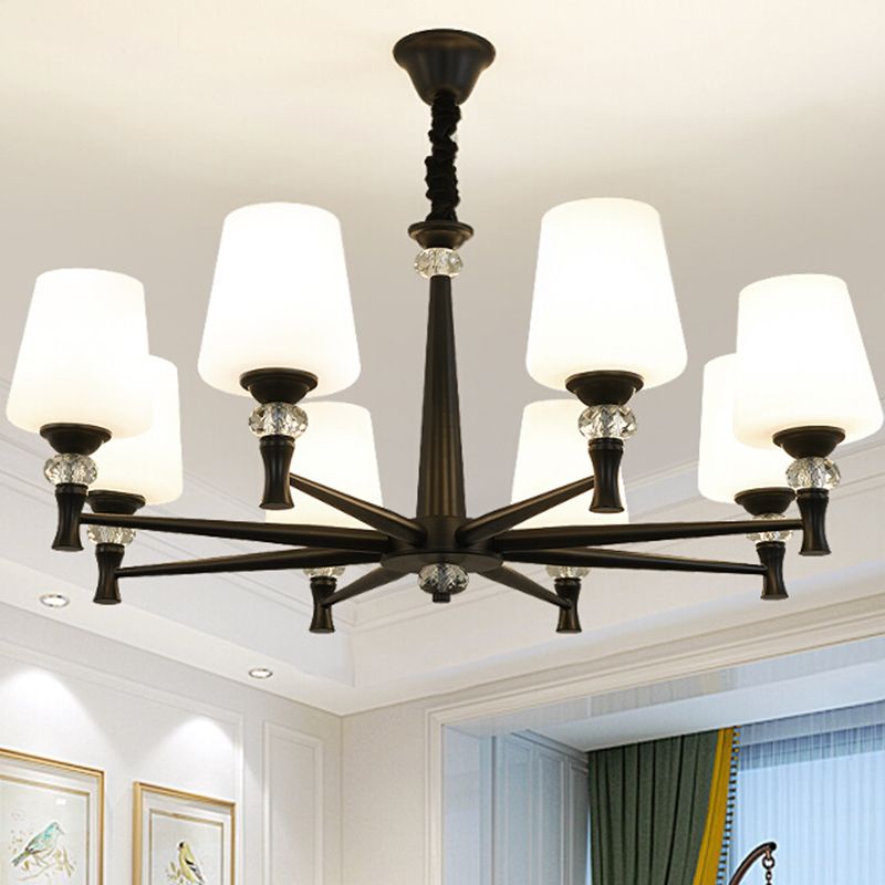 Glass Shade Metal Chandelier Light Fixtures American Style Multi-Head Bell Suspension Lamp