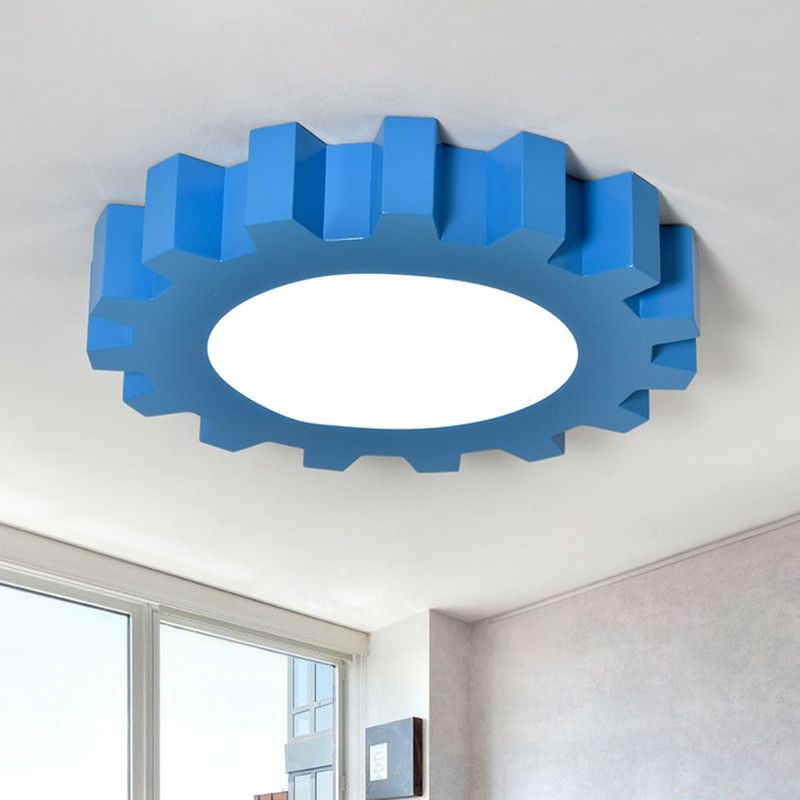Tandwielvormige inbouwverlichting Cartoon metallic blauwe LED inbouwarmatuur voor kinderkamer