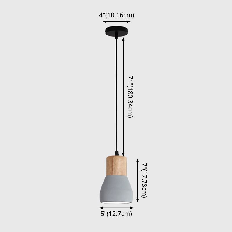 Shaded Suspension Pendant Light Minimalist Style Wooden Hanging Light Fixture for Restaurant