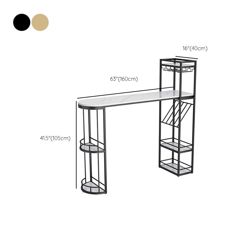 Iron Storage Base Bar Table Modern Free Form Bar Table with Wine Glass Holders