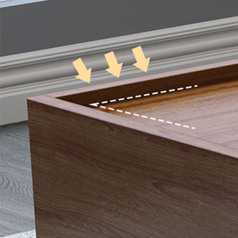 Brown Finish Standard Bed with Headboard Panel Bed Lift Up Storage