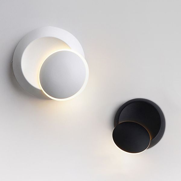 Bedroom Nordic Sconce Light Fixtures Circular LED Rotatable Wall Mounted Lighting