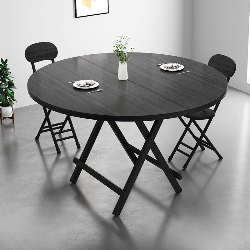 Standard Wooden Too Dining Table Set with Black Metallic Legs for Dining Furniture