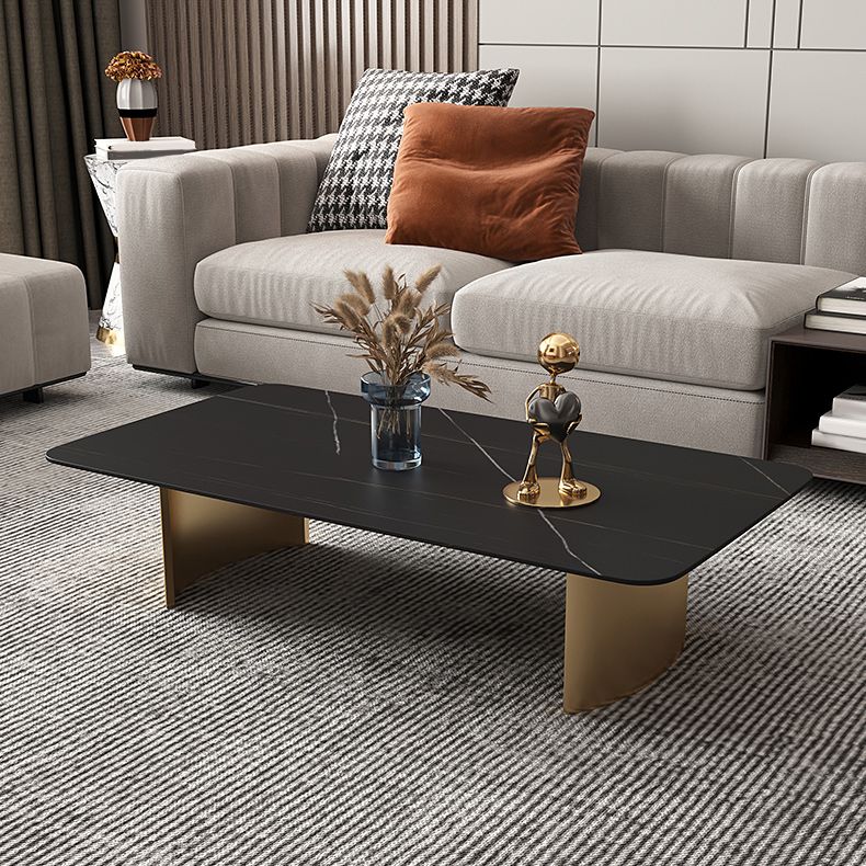 Glam Sled Coffee Table Slate Rectangular Cocktail Table for Home