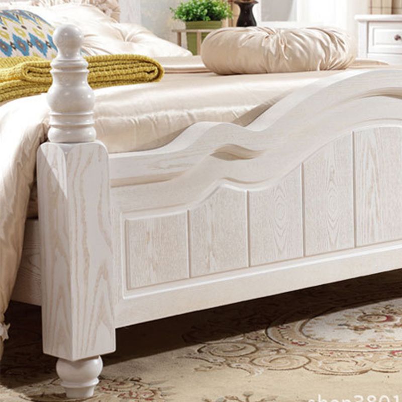 Victorian White Standard Bed in Solid Wood with Panel Headboard