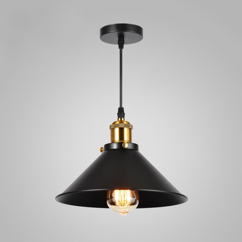 Industrial Style Cone Shape Pendant Lighting Metal 1 Light Pendant Light for Bedroom