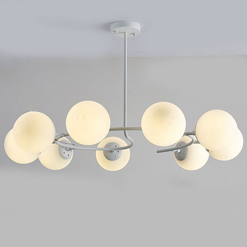 Sphere Chandelier Lighting Fixtures Modern White Glass Suspension Light for Bedroom