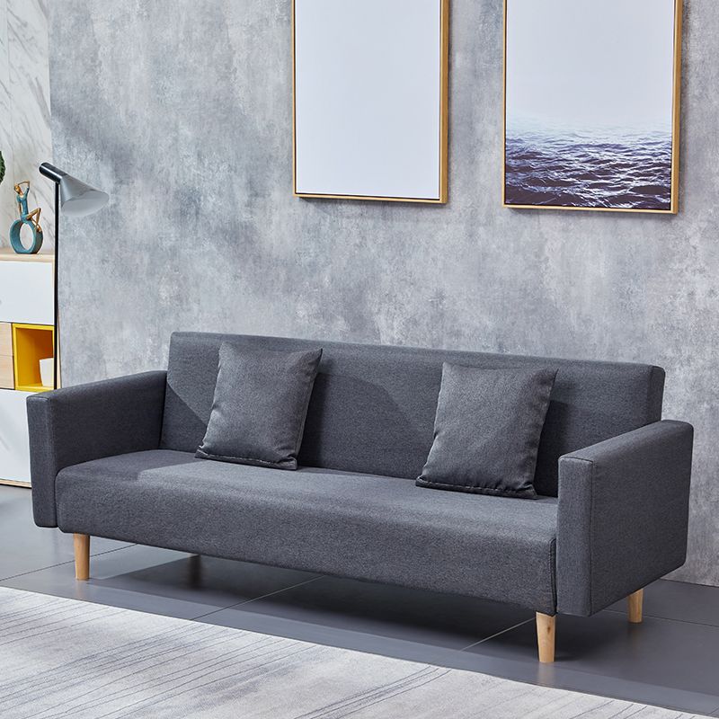 Cotton Blend Loose Back Square Arm Slipcovered Convertible Sofa Bed