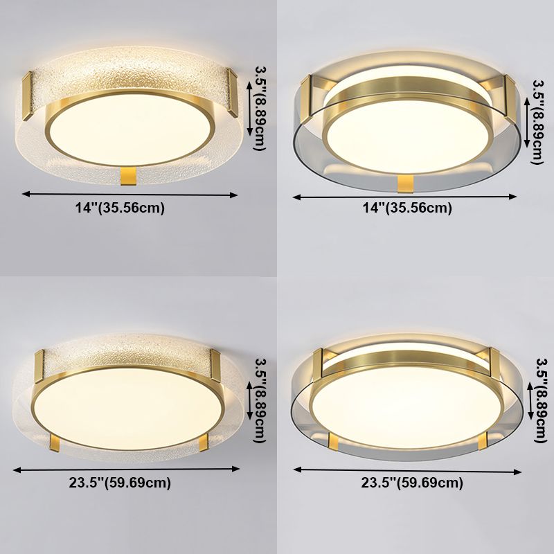 Geometry Shape Ceiling Lamp Modern Copper Flush Mount with Glass Lampshade for Bedroom