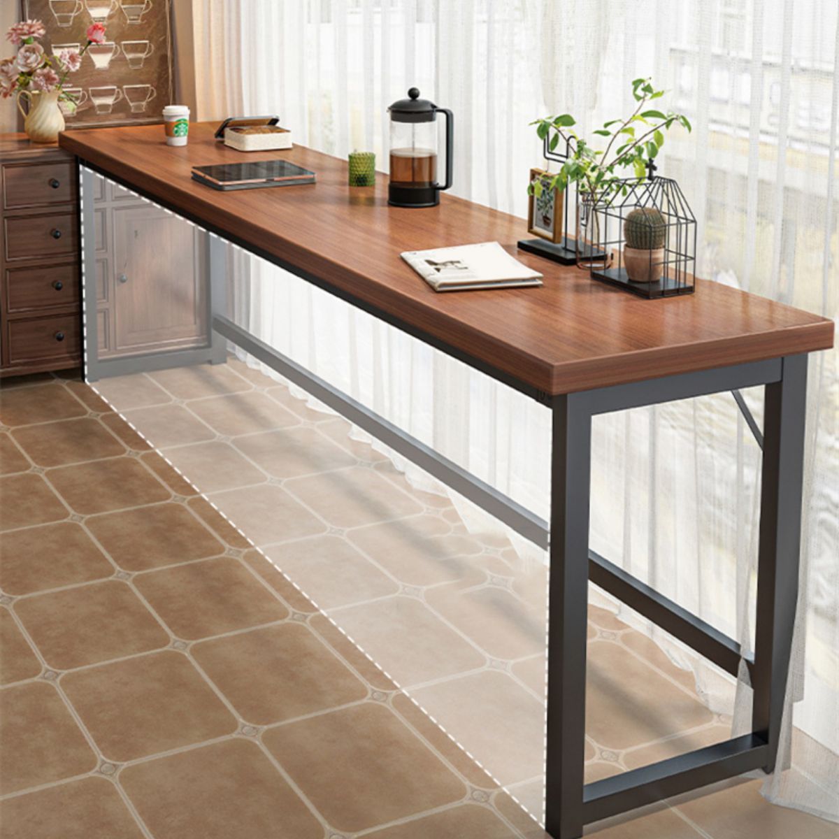 Modern Metal Frame Bar Table Set 1/5 Pcs Rectangle Bar Table and Backless Stools