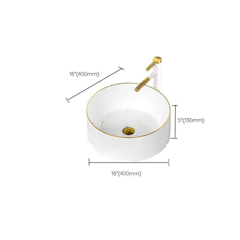 Traditional Vessel Sink Rectangular Porcelain with Overflow And Drain Assembly Wash Stand