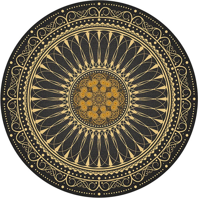 Multi-Colored Bedroom Area Rug Moroccan Mandala Print Rug Synthetics Non-Slip Backing Washable Stain Resistant Rug