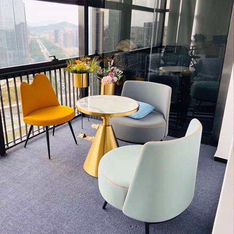 Round Stone Top Side End Table Frame Sofa Side End Table for Living Room