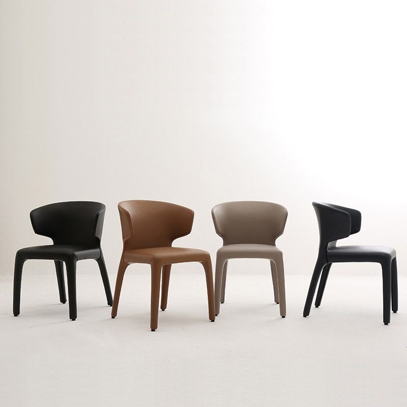 Designer Style Leather Arm Chair Wingback Matte Finish Single Dining Chair