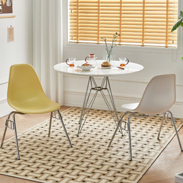 Modern Style Dining Table Round Dining Table with Metal Base for Home Use