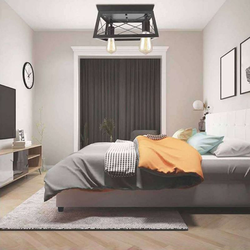 Industrial Style Vintage 2-Birnen Deckenlampe Winkel einstellbar Design Metall Flush Mount Licht