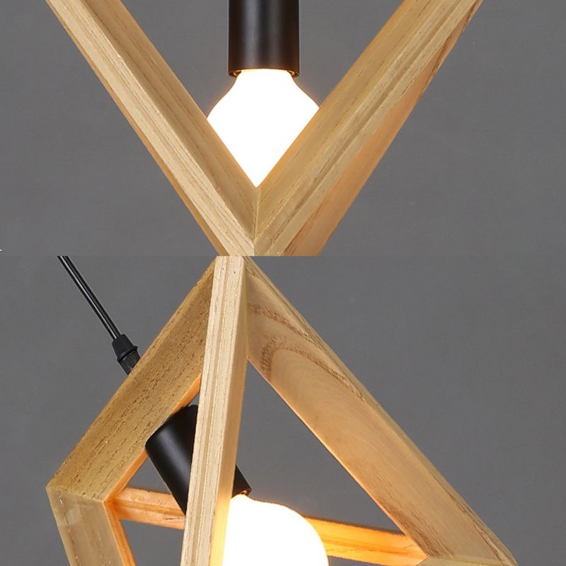 Asiatischer Stil zeitgenössischer Anhänger leichter hölzerne Stativ Kronleuchter Eisenlampenkörper für Schlafzimmer