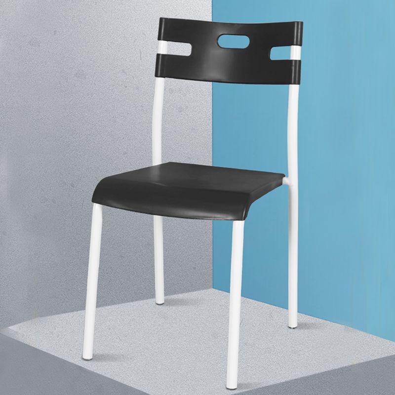 Minimalist Style Colorful Plastic Dining Armless Chair Open Back Dining Side Chair