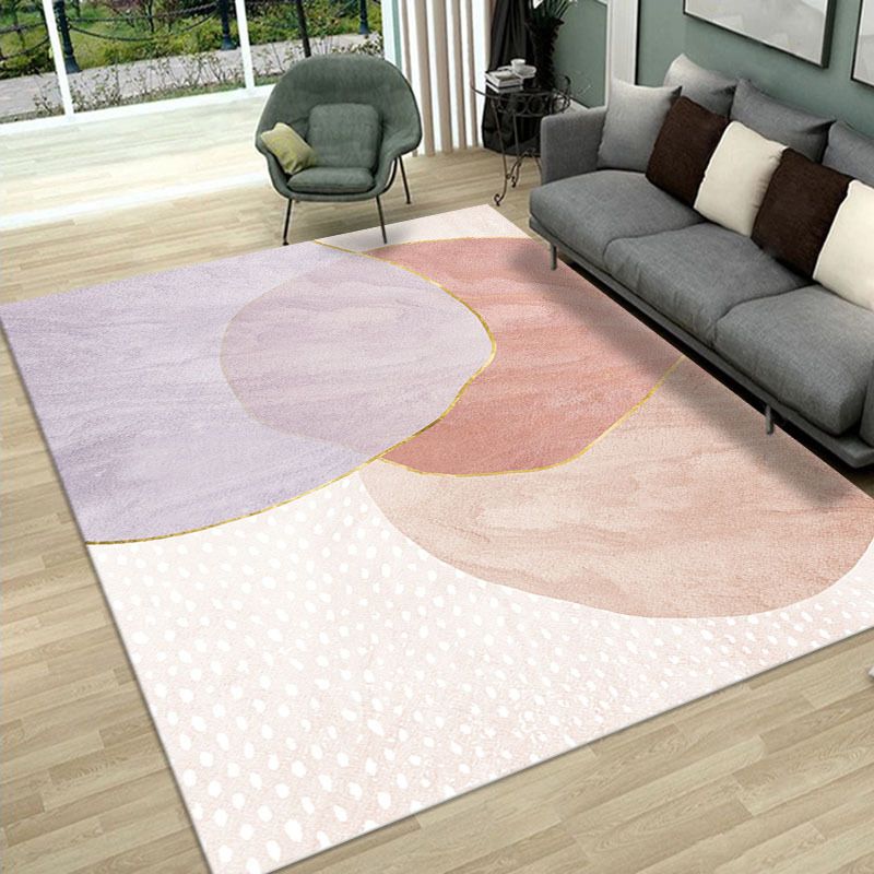 White Modern Carpet Polyester Circle Area Carpet Non-Slip Backing Carpet for Home Decor