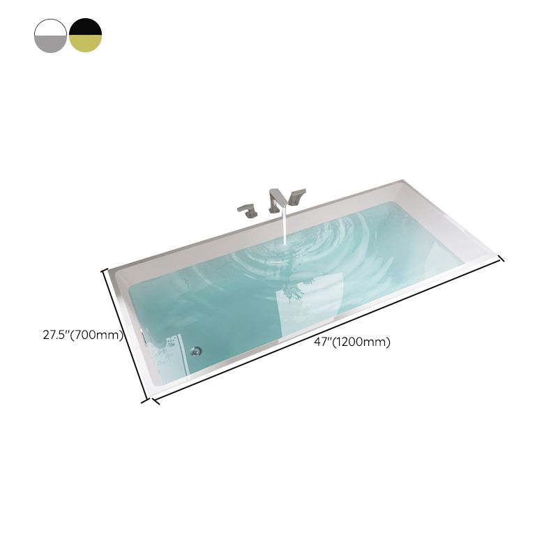 Modern Acrylic Rectangle Embedded with Drain Bath Tub and Overflow Hole