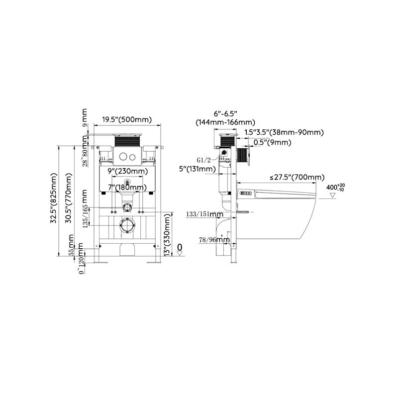 Modern White Ceramic Flush Toilet Wall Hung Urine Toilet with Seat for Bathroom