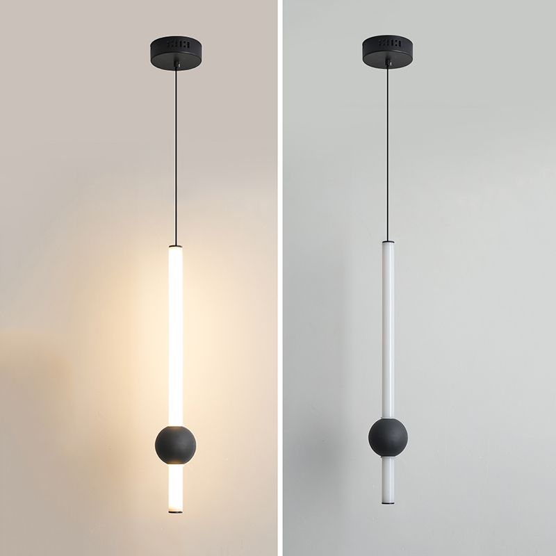 Minimalist LED Hanging Ceiling Light Metal 1-Light Linear Ceiling Pendant Light