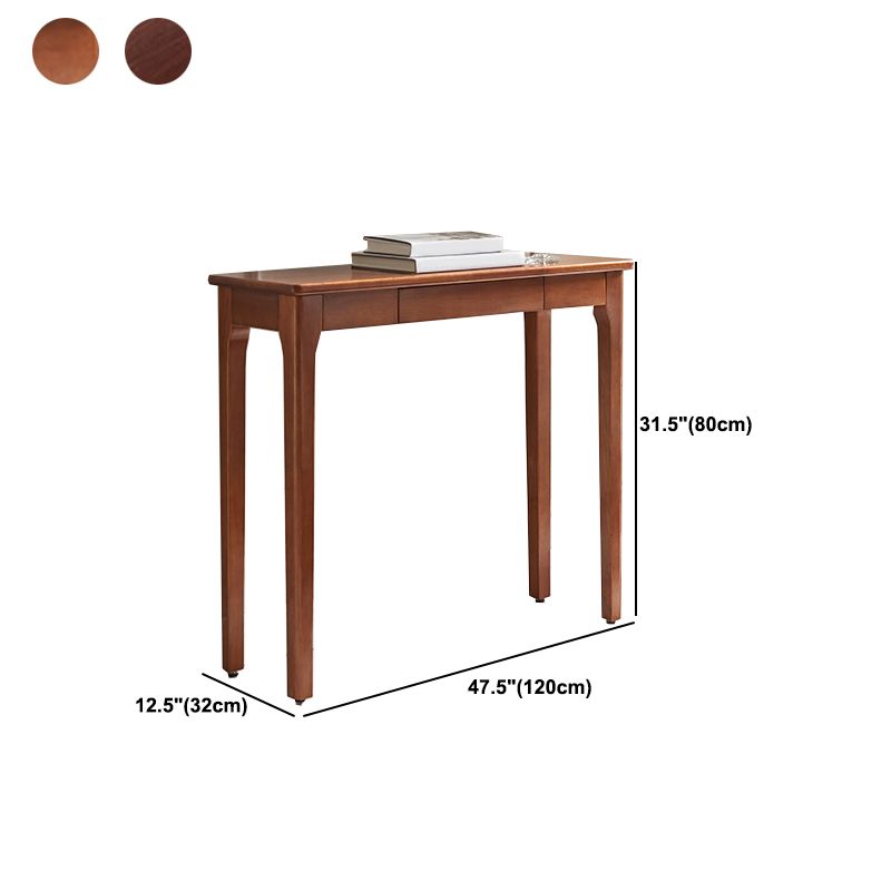 Rectangle 4 Legs Single Drawer Wood Console Table with Storage