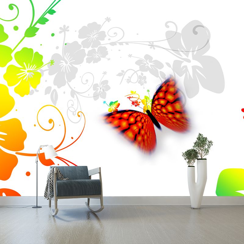 Butterfly Pattern Mildew Resistant Mural Illustration Sitting Room Wall Mural