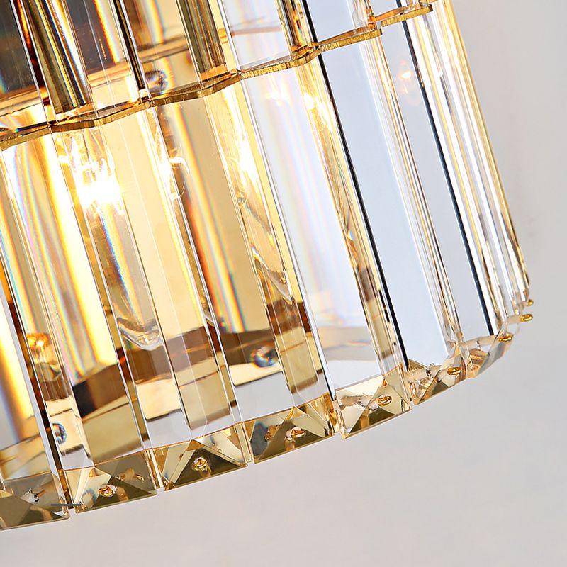 Diconce de pared de oro de acero inoxidable en una lámpara de pared cilíndrica de cristal de estilo romántico moderno para dormitorio