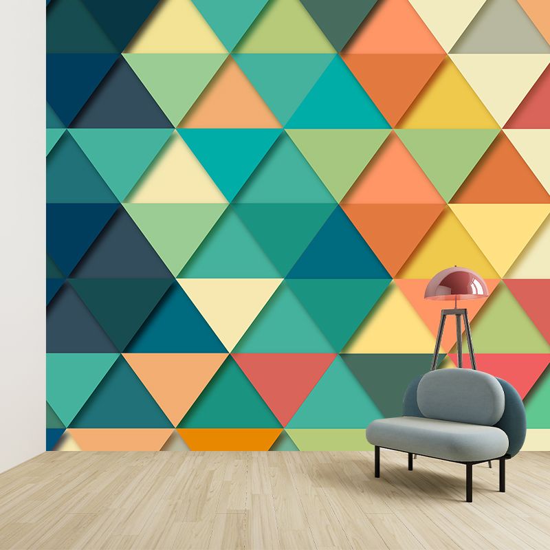 Bright Geometric Shapes Wallpaper Mural Moisture Resistant Bedroom Wall Covering