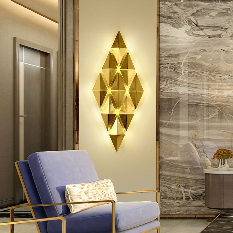 Gold Rhombische Wandleuchten in moderner Luxusstil -Elektroplatte Metallwandlampe