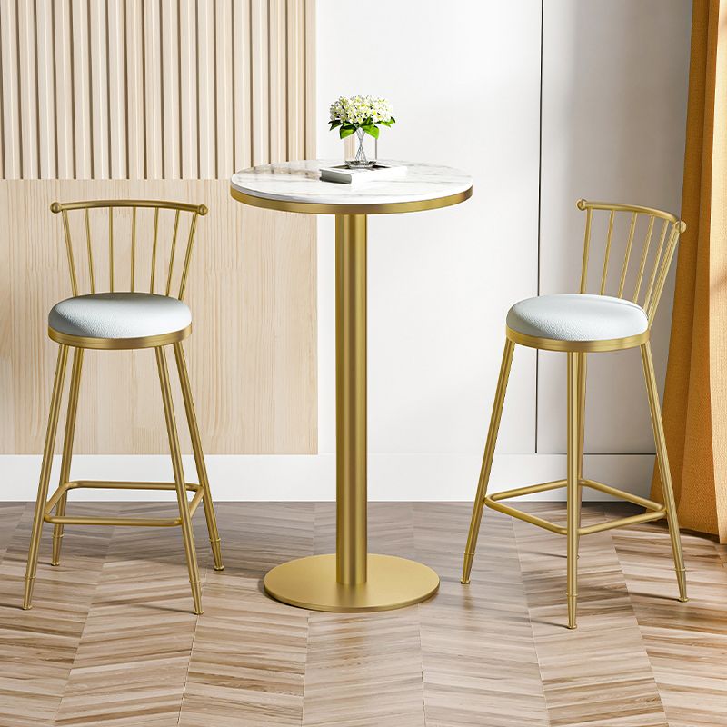 Scandinavian Round Counter Stool Footrest Indoor Bar and Counter Stool with Gold Base