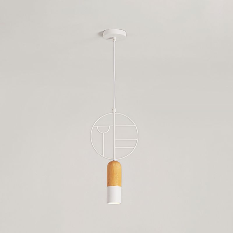 Cosco de techo de cabezal de una cabeza para colgar de madera en forma de tiza nórdica en blanco con decoración redonda con cable