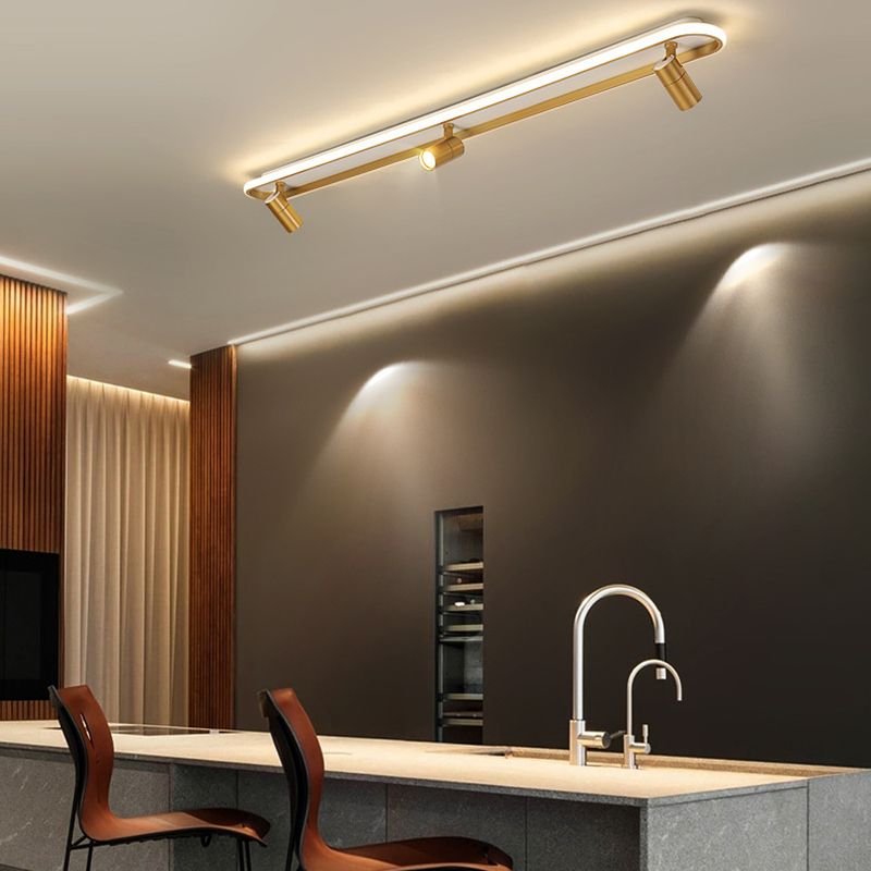 Modern LED Ceiling Lamp with Spotlight Gold Flush Mount Light for Clothing Shop