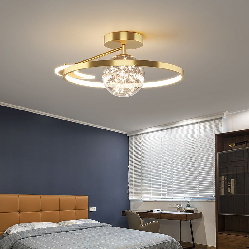 Round Shape LED Sky Star Ceiling Lamp Modern Iron 3 Lights Flush Mount for Dining Room