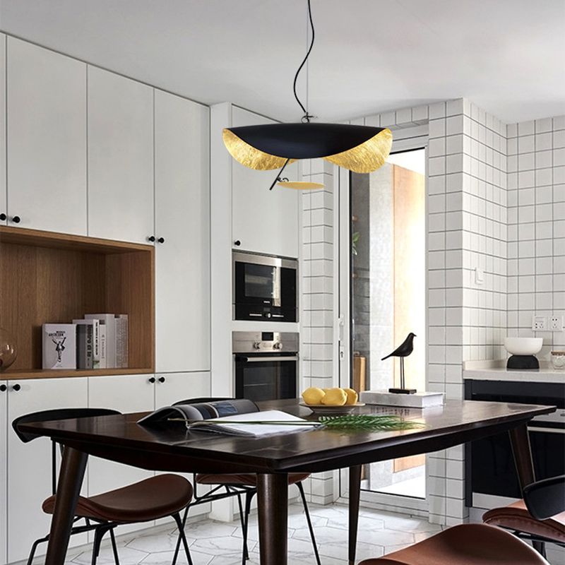 Post-modern Style Metal LED Hanging Light Lotus Leaf Shaped Minimalism Lighting Pendant for Living Room