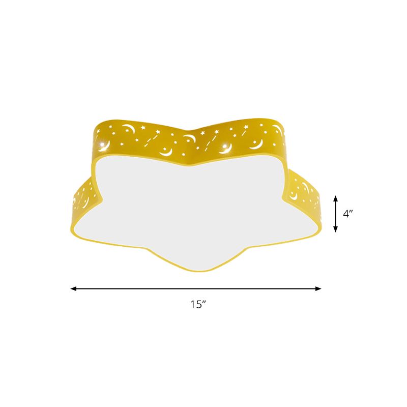 Luz de techo de color caramelo de estilo nórdico, luz de montaje empotrado de metal con estrella grabada para adolescentes
