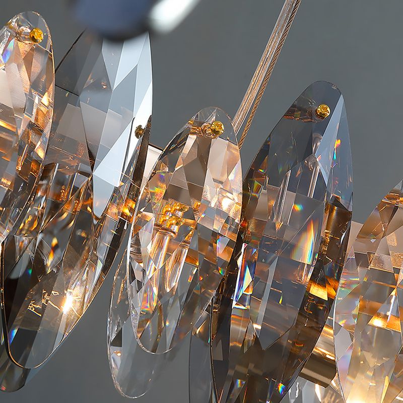 Ring Shape Crystal Chandelier Modern Iron Down Lighting Pendant for Study