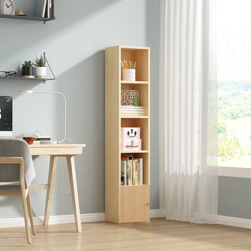 Scandinavian Pine Standard Bookshelf Vertical Closed Back Bookshelf for Living Room