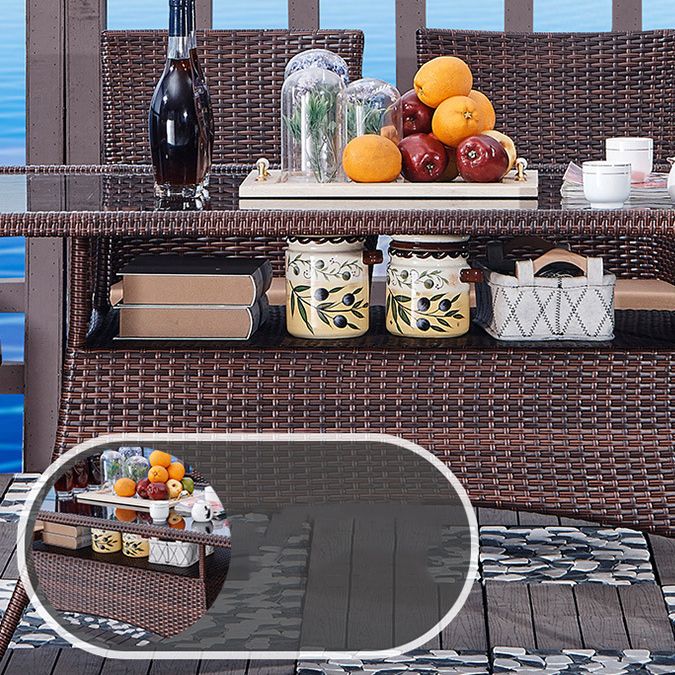 Modern Tempered Glass Outdoor Table Set 1/5/7 Pieces Bistro Table Set with Rat Base