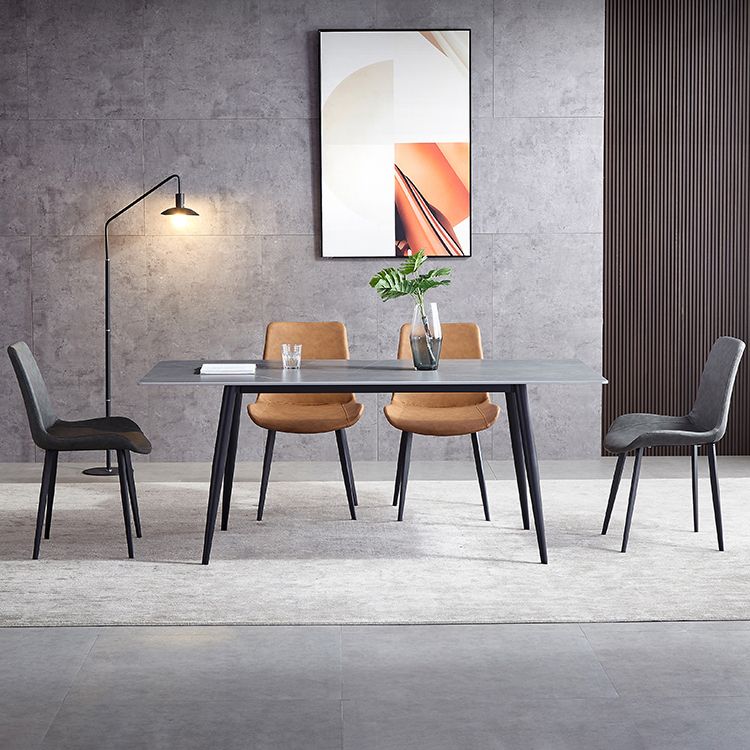 Sintered Stone Grey Tone Table Industrial 4 Legs Table for Dining Room