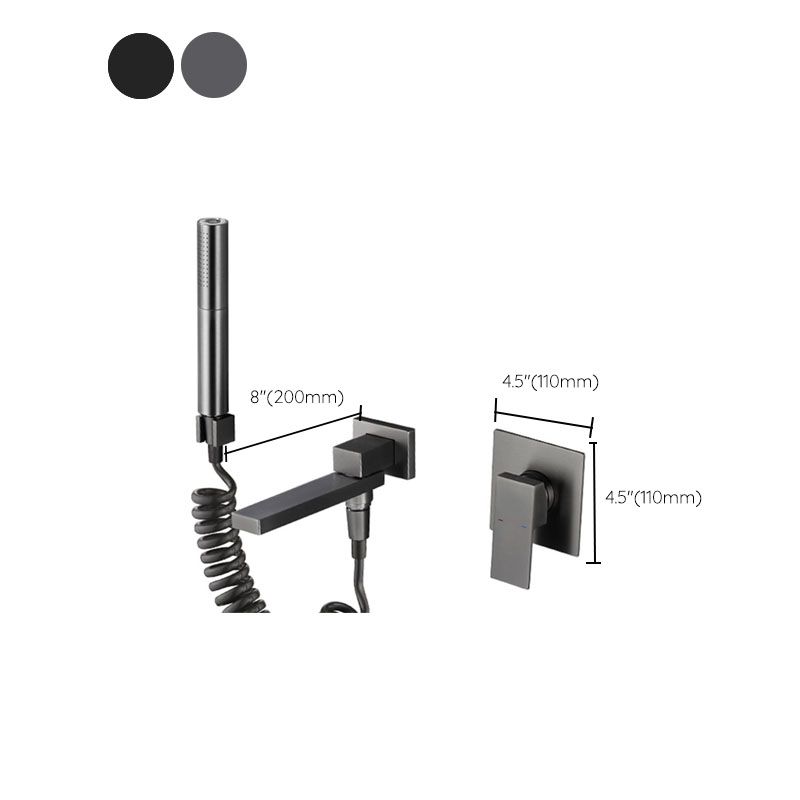 Wall Mounted Bathtub Faucet Handheld Shower Head Rod Handle Faucet