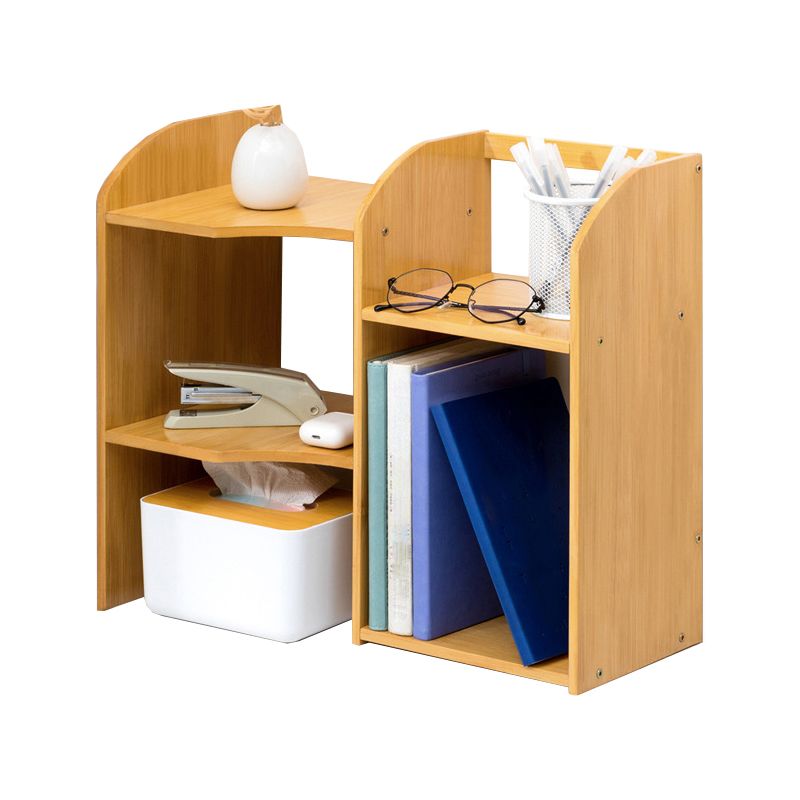 Modern Style Open Back Bookshelf Bamboo Bookcase with Shelves