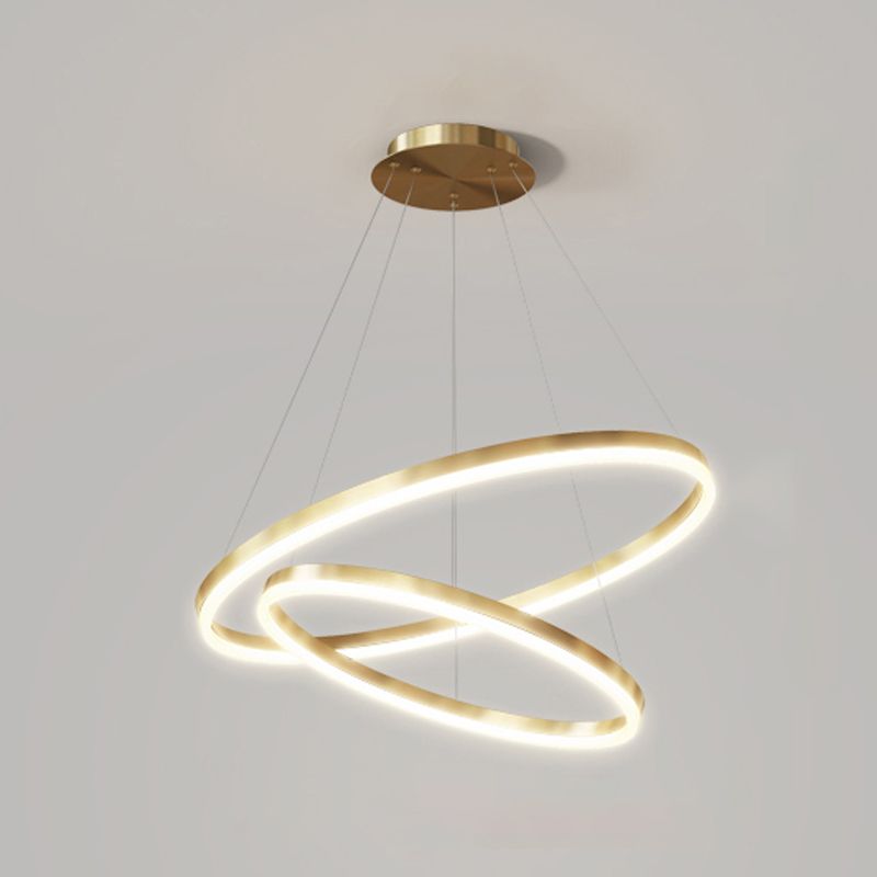 Multi-tier kroonluchter lamp Moderne ring kroonluchter verlichtingsarmaturen met witte acrylschaduw