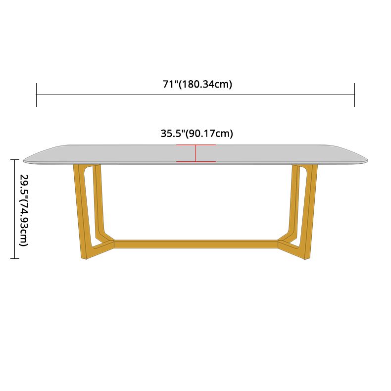 Glam Style Sintered Stone Dining Set with Traditional Height Table and Golds Trestle Base