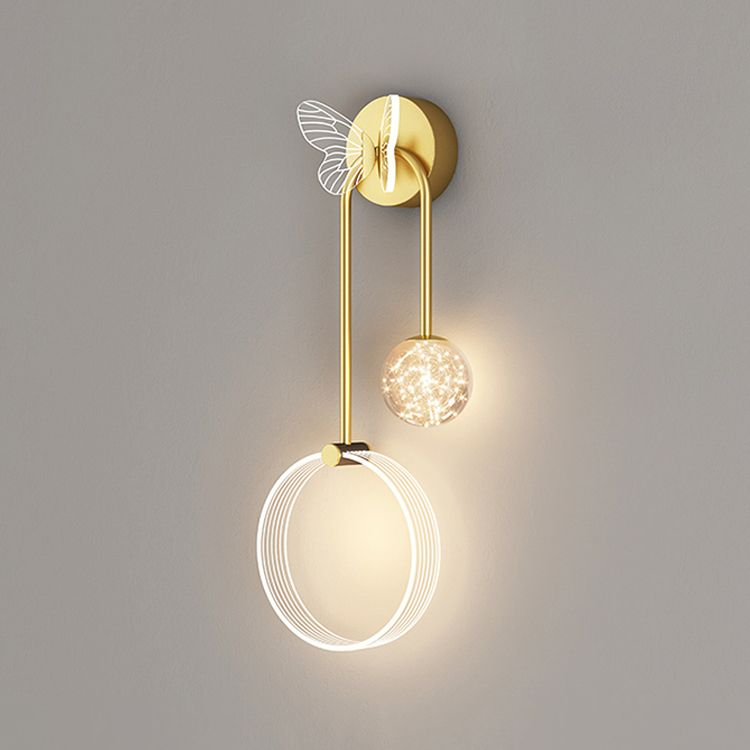 Modern Style Spherical Shape Wall Sconce Glass 3 Light Wall Lighting for Bedroom